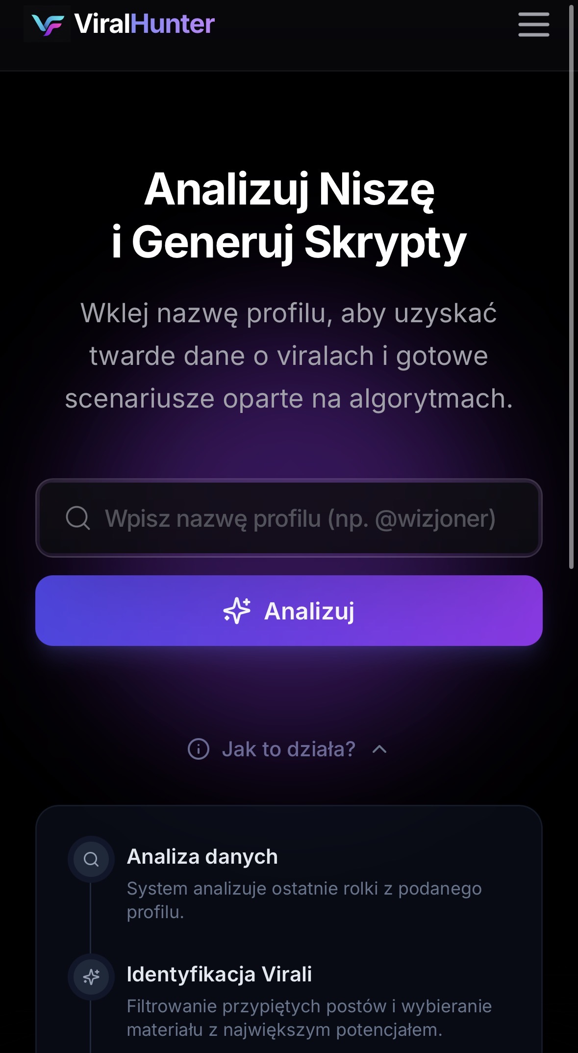 ViralHunter App Interface 1